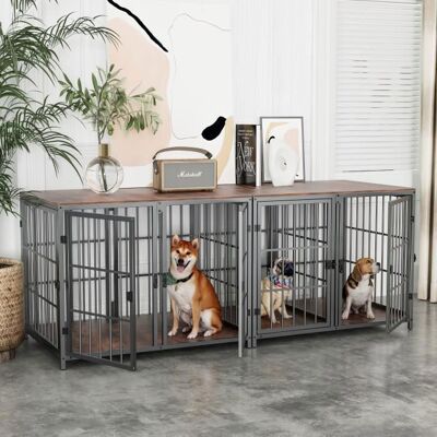 BINGOPAW Cage Chien avec 4 Porte Intérieur Bois Caisse XXL Grande Taille avec Diviseur Amovible avec Plateau Amovible 90x62x68.5cm Noir - Publicité BINGOPAW Cage Chien avec 4 Porte Intérieur Bois Caisse XXL Grande Taille avec Diviseur Amovible avec Plateau Amovible 90x62x68.5cm Noir - Publicité