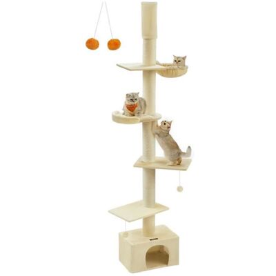 FEANDREA Arbre à Chat du Sol au Plafond Tour pour Chat Réglable en Hauteur 231-291 cm Griffoirs Épais Perchoir Beige Beige - Publicité FEANDREA Arbre à Chat du Sol au Plafond Tour pour Chat Réglable en Hauteur 231-291 cm Griffoirs Épais Perchoir Beige Beige - Publicité
