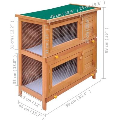 ZERODIS Cage Clapier Exterieur en Bois pour Lapins - HB007 - Marron - Extérieur - Taille 90x45x89cm Marron - Publicité ZERODIS Cage Clapier Exterieur en Bois pour Lapins - HB007 - Marron - Extérieur - Taille 90x45x89cm Marron - Publicité