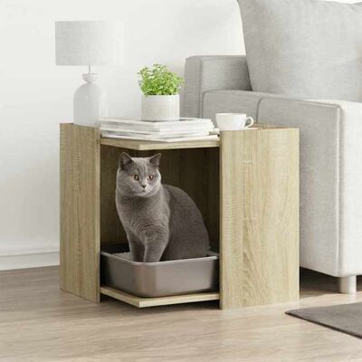 Meuble de bac à litière pour chat - vidaXL - Chêne sonoma - Bois dingénierie - 53x53x51 cm - Multifonctionnel Marron - Publicité Meuble de bac à litière pour chat - vidaXL - Chêne sonoma - Bois dingénierie - 53x53x51 cm - Multifonctionnel Marron - Publicité