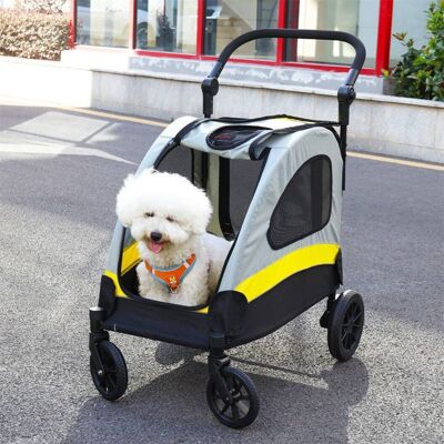 Poussette Pliable pour Chien et Chat - BingoPaw - avec Roues Amovibles - Boîte Transport pour Petit Animaux en Maille Gris - Publicité Poussette Pliable pour Chien et Chat - BingoPaw - avec Roues Amovibles - Boîte Transport pour Petit Animaux en Maille Gris - Publicité