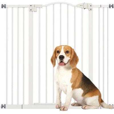 Barrière de sécurité pour chien - PawHut - extensible 74-100 cm - fermeture automatique - fixation par pression sans percer - blanc Blanc - Publicité Barrière de sécurité pour chien - PawHut - extensible 74-100 cm - fermeture automatique - fixation par pression sans percer - blanc Blanc - Publicité