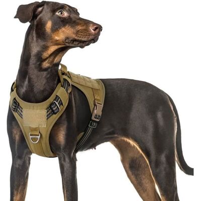 Rabbitgoo Harnais Chien Anti Traction Harnais Tactique Chien Réfléchissant Réglable avec Poignée et Anneaux Marron-L Marron - Publicité Rabbitgoo Harnais Chien Anti Traction Harnais Tactique Chien Réfléchissant Réglable avec Poignée et Anneaux Marron-L Marron - Publicité