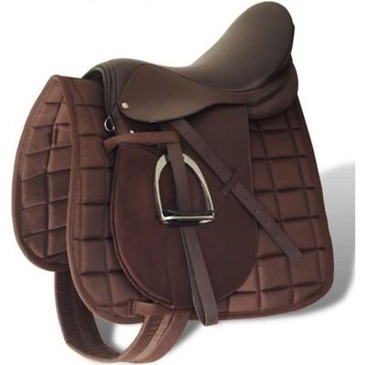 Set de Selle vidaXL 17,5" Cuir Véritable Marron - Équipement Équestre - Publicité Set de Selle vidaXL 17,5" Cuir Véritable Marron - Équipement Équestre - Publicité