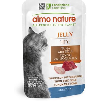 Almo nature - 5041 - HFC Jelly - avec Thon et Sole - Nourriture Humide pour Chat Adulte: 24 sachets de 55g - Publicité Almo nature - 5041 - HFC Jelly - avec Thon et Sole - Nourriture Humide pour Chat Adulte: 24 sachets de 55g - Publicité