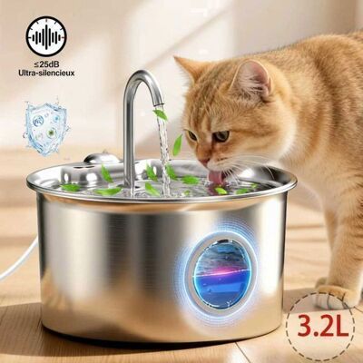 Generic Fontaine à Eau pour Chat INOX – 32 L – Ultra silencieuse – Fontaine Chat Acier Filtre Multicouche avec 2 filtres Gris - Publicité Generic Fontaine à Eau pour Chat INOX – 32 L – Ultra silencieuse – Fontaine Chat Acier Filtre Multicouche avec 2 filtres Gris - Publicité