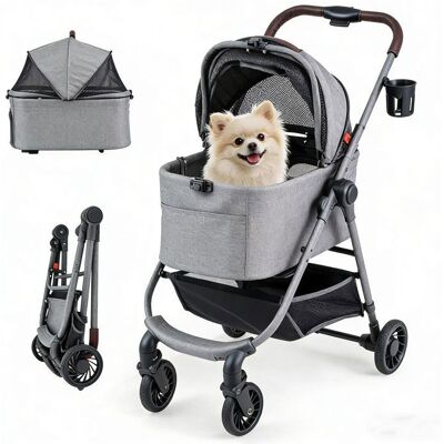 3 en 1 Poussette pour Animaux Pliable COSTWAY Siège Auto Amovible Panier de Rangement Porte-Gobelet Ceinture de Sécurité Gris Gris - Publicité 3 en 1 Poussette pour Animaux Pliable COSTWAY Siège Auto Amovible Panier de Rangement Porte-Gobelet Ceinture de Sécurité Gris Gris - Publicité
