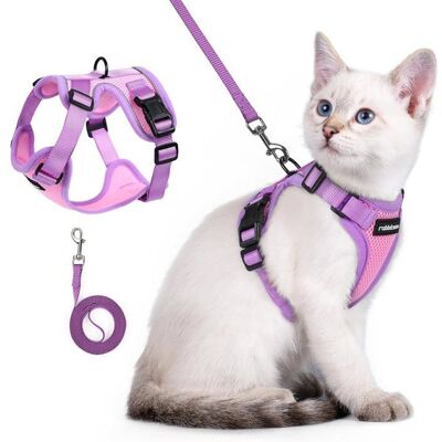 Rabbitgoo Harnais Chat Laisse Pour Chat Harnais Pour Petit Chien Souple et Réglable Veste Bandes Réfléchissantes Rose et violet XXS - Publicité Rabbitgoo Harnais Chat Laisse Pour Chat Harnais Pour Petit Chien Souple et Réglable Veste Bandes Réfléchissantes Rose et violet XXS - Publicité