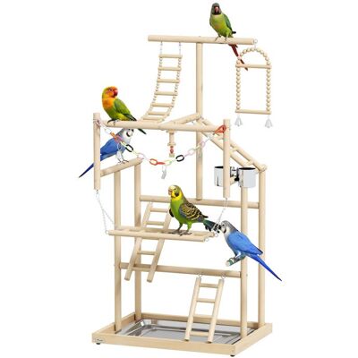 Aire de jeux pour oiseaux - PawHut - avec échelles jouet à chaîne plateau mangeoire balançoire - 48 x 38 x 95 cm - bois naturel Beige - Publicité Aire de jeux pour oiseaux - PawHut - avec échelles jouet à chaîne plateau mangeoire balançoire - 48 x 38 x 95 cm - bois naturel Beige - Publicité
