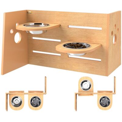 Gamelle chien surélevée - PawHut - 3 hauteurs ajustables - 2 bols en acier inoxydable de 1L - tapis dalimentation lente - chêne Beige - Publicité Gamelle chien surélevée - PawHut - 3 hauteurs ajustables - 2 bols en acier inoxydable de 1L - tapis dalimentation lente - chêne Beige - Publicité