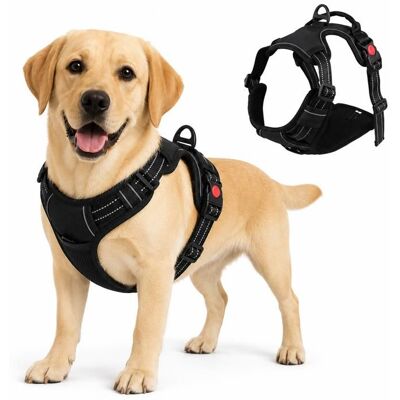 JupVierge Harnais Chien Anti Traction Noir-L Arnet pour Chien Facile à Mettre Harnais Réfléchissant Réglable Noir - Publicité JupVierge Harnais Chien Anti Traction Noir-L Arnet pour Chien Facile à Mettre Harnais Réfléchissant Réglable Noir - Publicité