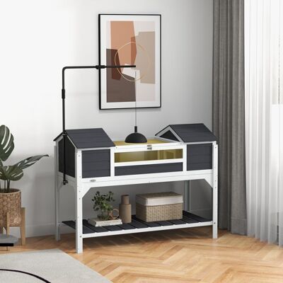 Generic Maison tortue terrestre extérieure enclos tortue 2 niches support de lampe réglable bois massif 122 x 565 x 93 cm gris Gris - Publicité Generic Maison tortue terrestre extérieure enclos tortue 2 niches support de lampe réglable bois massif 122 x 565 x 93 cm gris Gris - Publicité