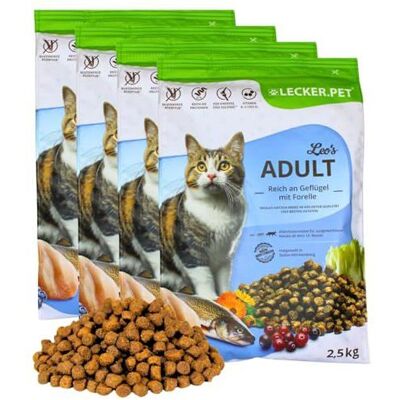Aliment sec - LYRA PET - Leos Adult Volaille et Truite - Sans gluten - 10 kg - Pour chats adultes - Publicité Aliment sec - LYRA PET - Leos Adult Volaille et Truite - Sans gluten - 10 kg - Pour chats adultes - Publicité