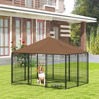 Generic Chenil extérieur pour Chiens en acier et Tissu Oxford Support gamelle et Toit résistant aux intempéries Espace spacieux Marron - Publicité Generic Chenil extérieur pour Chiens en acier et Tissu Oxford Support gamelle et Toit résistant aux intempéries Espace spacieux Marron - Publicité
