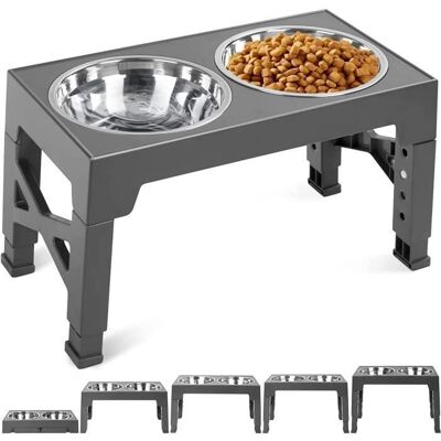 HAUTSTORE Gamelles Chiens Surélevées de 5 Hauteurs avec 2 1200ML Bols en Acier Inoxydable pour leau nourriture - Pour chats chiens Blanc - Publicité HAUTSTORE Gamelles Chiens Surélevées de 5 Hauteurs avec 2 1200ML Bols en Acier Inoxydable pour leau nourriture - Pour chats chiens Blanc - Publicité