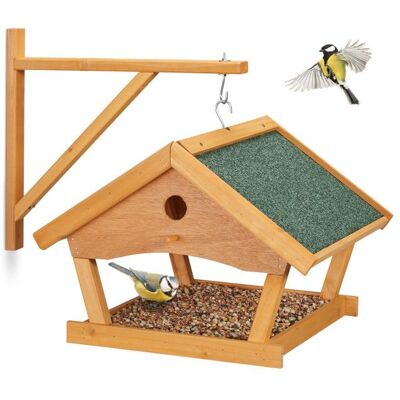 Relaxdays Mangeoire pour oiseaux en bois à suspendre HLP: 35x425x405 cm jardin distributeur de nourriture nature Vert - Publicité Relaxdays Mangeoire pour oiseaux en bois à suspendre HLP: 35x425x405 cm jardin distributeur de nourriture nature Vert - Publicité