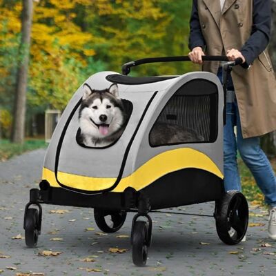 BINGOPAW Poussette pour Chien Pliable Poussette pour Chien Tout Terrain Chariot pour Grand Chien Handicapé en 600d Oxford Gris - Publicité BINGOPAW Poussette pour Chien Pliable Poussette pour Chien Tout Terrain Chariot pour Grand Chien Handicapé en 600d Oxford Gris - Publicité