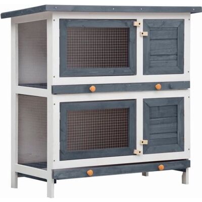 vidaXL Abri extérieur pour lapins 4 portes en bois gris - Habitat animal - Publicité vidaXL Abri extérieur pour lapins 4 portes en bois gris - Habitat animal - Publicité