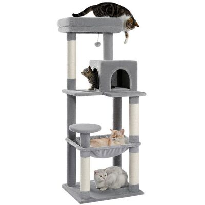 PAWZ Road Arbre à chat Design Spacieux Grande Hamac Dur Stable Avec hamac et belle maison pour chat - Gris - 143 cm Gris - Publicité PAWZ Road Arbre à chat Design Spacieux Grande Hamac Dur Stable Avec hamac et belle maison pour chat - Gris - 143 cm Gris - Publicité