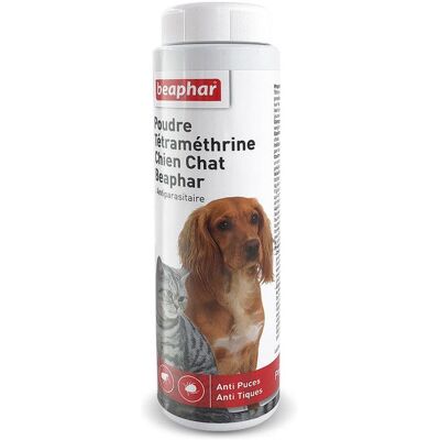 BEAPHAR – Poudre Anti-puces et Anti-tiques pour Chien et Chat – Élimine Les puces et Les tiques - sans rinçage – 150g - Publicité BEAPHAR – Poudre Anti-puces et Anti-tiques pour Chien et Chat – Élimine Les puces et Les tiques - sans rinçage – 150g - Publicité