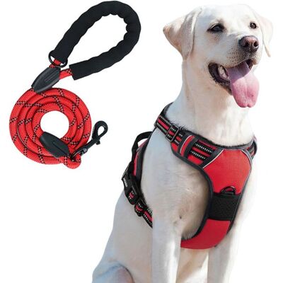 MUGIM Harnais pour Chien avec Laisse XL - Solide Respirant Réglable Réfléchissant Rouge Rouge - Publicité MUGIM Harnais pour Chien avec Laisse XL - Solide Respirant Réglable Réfléchissant Rouge Rouge - Publicité