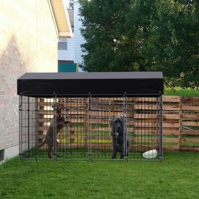 BINGOPAW Enclos pour Chien Grande Taille Chenil pour Chien Extérieur XXL Parc Chiens avec Toit en Tissu Oxford 249x165x120cm Noir - Publicité BINGOPAW Enclos pour Chien Grande Taille Chenil pour Chien Extérieur XXL Parc Chiens avec Toit en Tissu Oxford 249x165x120cm Noir - Publicité
