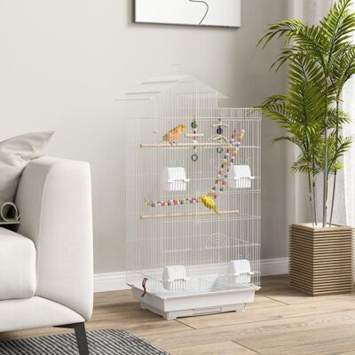 Generic Cage à oiseaux 46 x 36 x 100 cm 4 mangeoires 3 perchoirs cage pour perruche calopsitte conure pinson canaris Blanc - Publicité Generic Cage à oiseaux 46 x 36 x 100 cm 4 mangeoires 3 perchoirs cage pour perruche calopsitte conure pinson canaris Blanc - Publicité