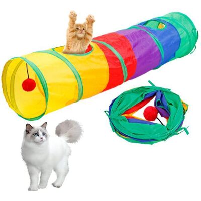 Tunnel pour chat - XVX - Grand tunnel intérieur - Trous dobservation - Jouet froissé - Arc-en-ciel - Publicité Tunnel pour chat - XVX - Grand tunnel intérieur - Trous dobservation - Jouet froissé - Arc-en-ciel - Publicité