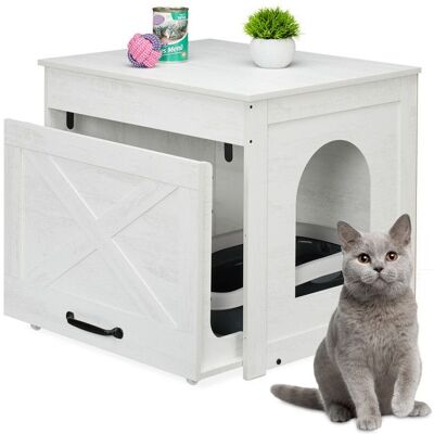 Relaxdays Armoire pour litière pour chat cache-litière tiroir coulissant H x L x P : 535 x 60 x 515 cm blanc/gris Blanc - Publicité Relaxdays Armoire pour litière pour chat cache-litière tiroir coulissant H x L x P : 535 x 60 x 515 cm blanc/gris Blanc - Publicité