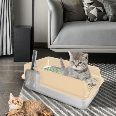 ERROLVES Bac À Litière Pour Plusieurs Chats - YQINGMAOY - Litière Antiadhésive - Grande Capacité - 50*35*20 cm - Kaki Gris - Publicité ERROLVES Bac À Litière Pour Plusieurs Chats - YQINGMAOY - Litière Antiadhésive - Grande Capacité - 50*35*20 cm - Kaki Gris - Publicité