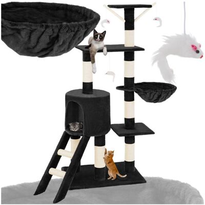 Arbre à chat - TECTAKE - Arbre à chat DOMINIQUE avec griffoir plateforme descalade hamac et 3 souris 142 x 49 x 35 cm - Noir Noir - Publicité Arbre à chat - TECTAKE - Arbre à chat DOMINIQUE avec griffoir plateforme descalade hamac et 3 souris 142 x 49 x 35 cm - Noir Noir - Publicité