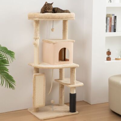 Generic Arbre à chat tour de jeux hauteur de 132 cm avec lit maison brosse de toilettage 55 x 44 x 132 cm beige Beige - Publicité Generic Arbre à chat tour de jeux hauteur de 132 cm avec lit maison brosse de toilettage 55 x 44 x 132 cm beige Beige - Publicité