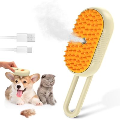 ORIA Brosse à Vapeur pour Chat Brosse à Vapeur pour Chat et Chien Brosse à Spray pour Chat Brosse dEntretien pour Chats et Chiens Jaune - Publicité ORIA Brosse à Vapeur pour Chat Brosse à Vapeur pour Chat et Chien Brosse à Spray pour Chat Brosse dEntretien pour Chats et Chiens Jaune - Publicité