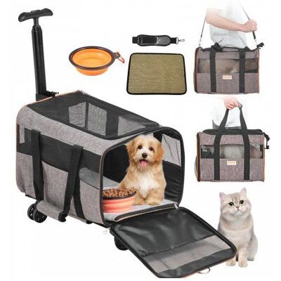 VEVOR Sac à Roulettes pour Chat Chien 99 kg Sac de Transport Chats Poignée Télescopique Bandoulière Gamelle Pliable Transporteur Roulan - Publicité VEVOR Sac à Roulettes pour Chat Chien 99 kg Sac de Transport Chats Poignée Télescopique Bandoulière Gamelle Pliable Transporteur Roulan - Publicité