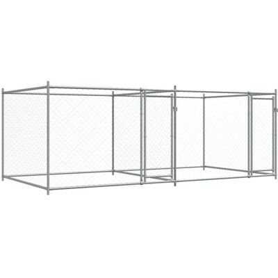 HELLOSHOP26 Cage pour chien avec portes 4 x 2 x 1 5 m acier galvanisé gris 02_0041624 Gris - Publicité HELLOSHOP26 Cage pour chien avec portes 4 x 2 x 1 5 m acier galvanisé gris 02_0041624 Gris - Publicité