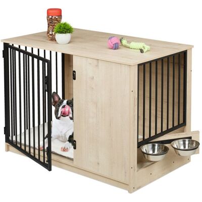 Relaxdays Cage pour chien H x L x P : 655 x 102 x 60 cm 2 gamelles pivotantes MDF et acier gris/noir maison Beige - Publicité Relaxdays Cage pour chien H x L x P : 655 x 102 x 60 cm 2 gamelles pivotantes MDF et acier gris/noir maison Beige - Publicité