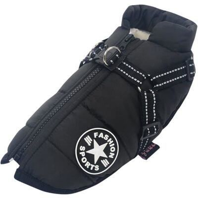 Veste chaude pour chien - PZCC - XXL - Imperméable - Harnais intégré 2-en-1 - Bandes réfléchissantes Noir - Publicité Veste chaude pour chien - PZCC - XXL - Imperméable - Harnais intégré 2-en-1 - Bandes réfléchissantes Noir - Publicité