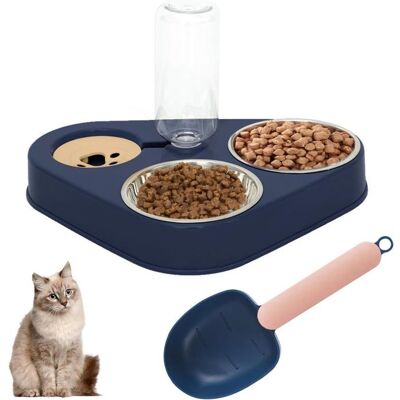 FNINIJEDE Gamelle chat 3-en-1 inox distributeur croquettes abreuvoir automatique cuillère incluse bleu Bleu - Publicité FNINIJEDE Gamelle chat 3-en-1 inox distributeur croquettes abreuvoir automatique cuillère incluse bleu Bleu - Publicité