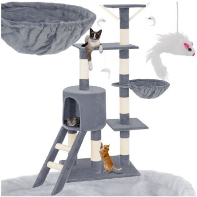 Arbre à chat - TECTAKE - Arbre à chat DOMINIQUE avec griffoir plateforme descalade hamac et 3 souris 142 x 49 x 35 cm - Gris Gris - Publicité Arbre à chat - TECTAKE - Arbre à chat DOMINIQUE avec griffoir plateforme descalade hamac et 3 souris 142 x 49 x 35 cm - Gris Gris - Publicité