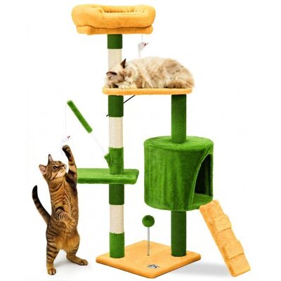 VOUNOT® Arbre a chat 112cm multi niveaux Griffoir et niche Vert Orange Orange - Publicité VOUNOT® Arbre a chat 112cm multi niveaux Griffoir et niche Vert Orange Orange - Publicité