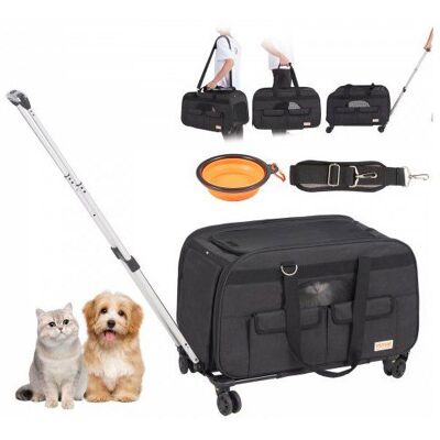 HSUGA Sac à Roulettes pour Chat Chien 158 kg Sac de Transport Chats Poignée Télescopique Bandoulière Gamelle Pliable Transporteur Roula - Publicité HSUGA Sac à Roulettes pour Chat Chien 158 kg Sac de Transport Chats Poignée Télescopique Bandoulière Gamelle Pliable Transporteur Roula - Publicité