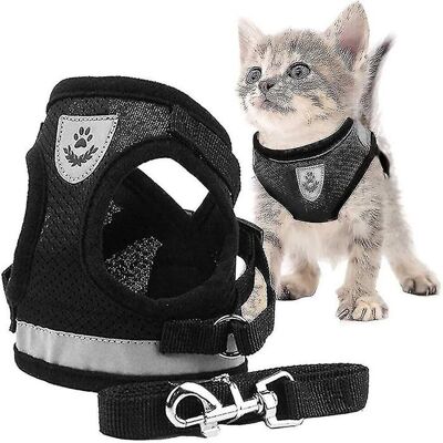 OKUMGGYJ Harnais pour chat - Anti-évasion - V taille XS - Couleur noir - Léger 80g - Réfléchissant Noir - Publicité OKUMGGYJ Harnais pour chat - Anti-évasion - V taille XS - Couleur noir - Léger 80g - Réfléchissant Noir - Publicité