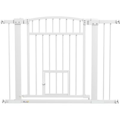 Barrière de sécurité chien - PawHut - système de double verrouillage - largeur 76-104 cm - montage par pression ou perçage - blanc Blanc - Publicité Barrière de sécurité chien - PawHut - système de double verrouillage - largeur 76-104 cm - montage par pression ou perçage - blanc Blanc - Publicité