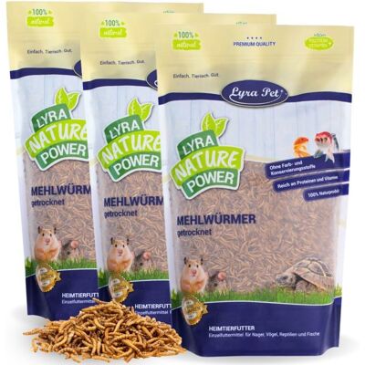 3 paquets de 1 kg de vers de farine séchés Lyra Pet® - Publicité 3 paquets de 1 kg de vers de farine séchés Lyra Pet® - Publicité