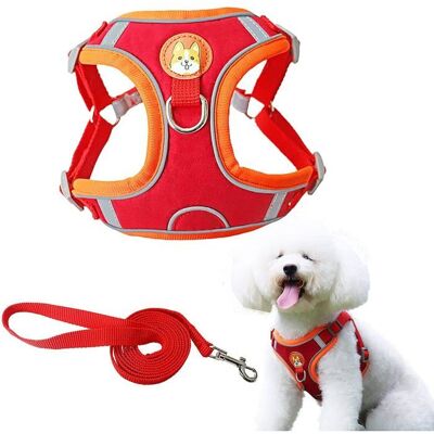 ZULBCEO Harnais Chien Harnais de Marche Réglable Harnais et Gilet de Poitrine Respirant Rembourré Doux Réfléchissant pour Petits Moyens Rouge - Publicité ZULBCEO Harnais Chien Harnais de Marche Réglable Harnais et Gilet de Poitrine Respirant Rembourré Doux Réfléchissant pour Petits Moyens Rouge - Publicité