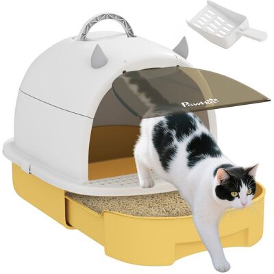 Bac à litière fermé chat - PawHut - 2 packs de filtres charbon - poignée de transport - porte translucide - nettoyage facile - jaune Jaune - Publicité Bac à litière fermé chat - PawHut - 2 packs de filtres charbon - poignée de transport - porte translucide - nettoyage facile - jaune Jaune - Publicité