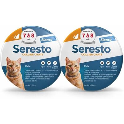 ELANCO Seresto Chat lot de 2 colliers antiparasitaires - Publicité ELANCO Seresto Chat lot de 2 colliers antiparasitaires - Publicité