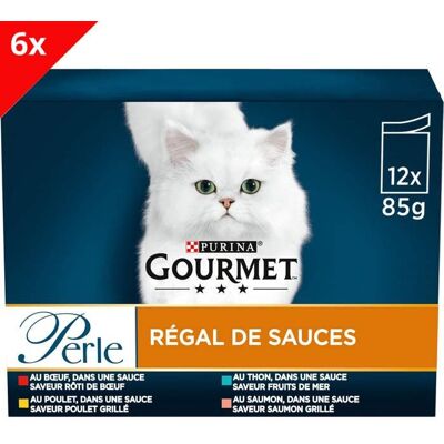 GOURMET PERLE Régal de Sauces - 12 x 85g - Sachets fraîcheur pour chat adulte (Lot de 6) - Publicité GOURMET PERLE Régal de Sauces - 12 x 85g - Sachets fraîcheur pour chat adulte (Lot de 6) - Publicité