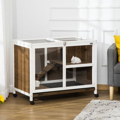 Generic Cage à lapin clapier sur roulettes petit enclos aninaux en bois massif 2 étages toit ouvrant 91 5 x 53 3 x 73 cm marron Marron - Publicité Generic Cage à lapin clapier sur roulettes petit enclos aninaux en bois massif 2 étages toit ouvrant 91 5 x 53 3 x 73 cm marron Marron - Publicité