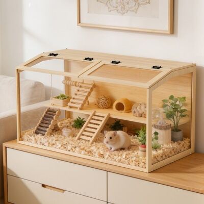 BINGOPAW Cage à Hamster en Verre Trempé - Cage pour Rongeurs avec Éclairage LED Intégré 100.7x50x50m Beige - Publicité BINGOPAW Cage à Hamster en Verre Trempé - Cage pour Rongeurs avec Éclairage LED Intégré 100.7x50x50m Beige - Publicité